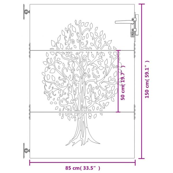 Gartentor 85x150 cm Cortenstahl Baum-Design