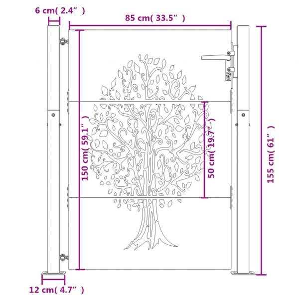 Gartentor 105x155 cm Cortenstahl Baum-Design