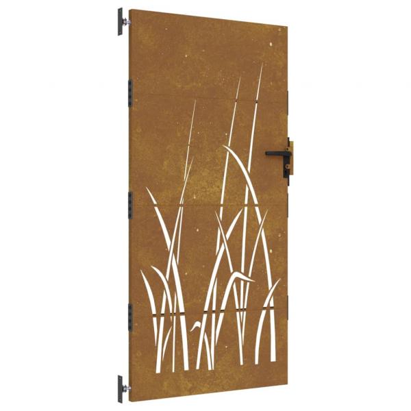 Gartentor 85x200 cm Cortenstahl Gras-Design