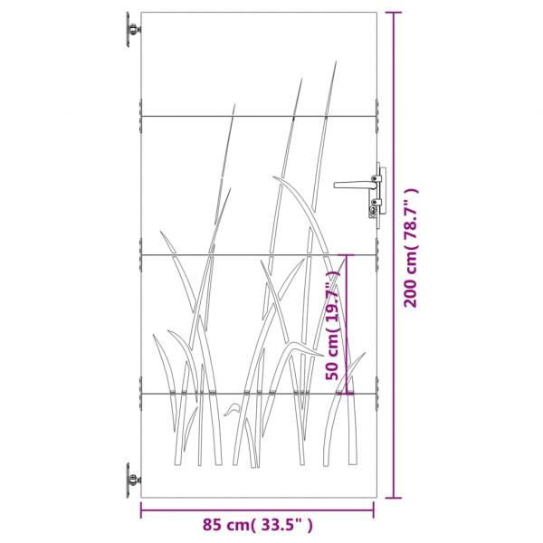 Gartentor 85x200 cm Cortenstahl Gras-Design