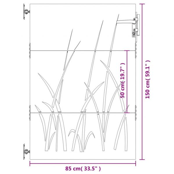 Gartentor 85x150 cm Cortenstahl Gras-Design