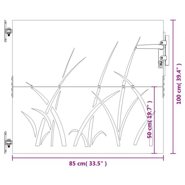 Gartentor 85x100 cm Cortenstahl Gras-Design