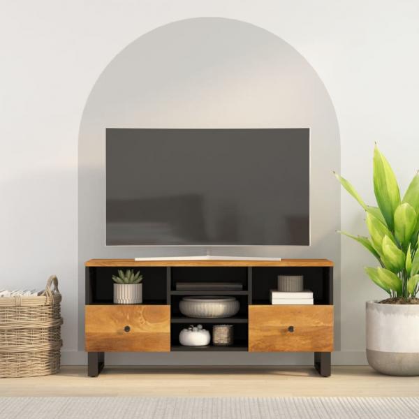 ARDEBO.de - TV-Schrank 100x33x46 cm Massivholz Mango und Holzwerkstoff