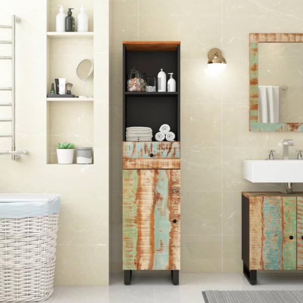 ARDEBO.de - Badschrank 38x33x160 cm Altholz Massivholz