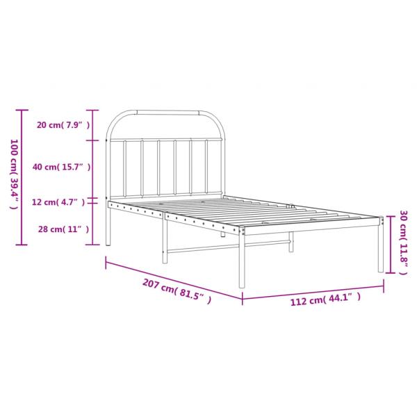 Bettgestell mit Kopfteil Metall Schwarz 107x203 cm