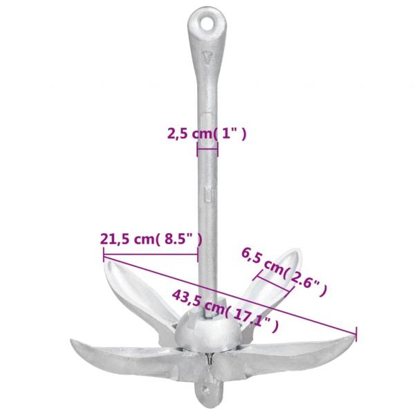 Klappanker mit Seil Silbern 6 kg Temperguss