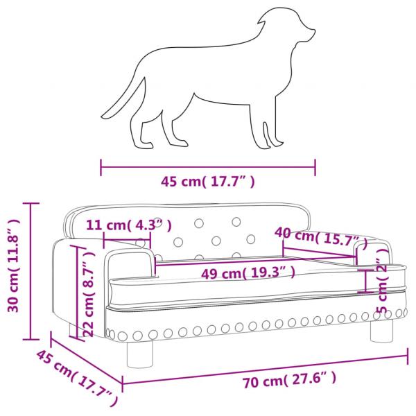 Hundebett Hellgrau 70x45x30 cm Samt