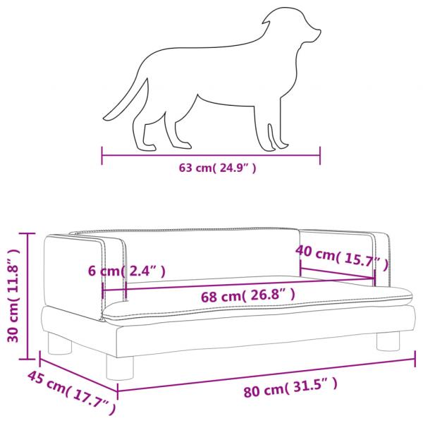 Hundebett Schwarz 80x45x30 cm Kunstleder