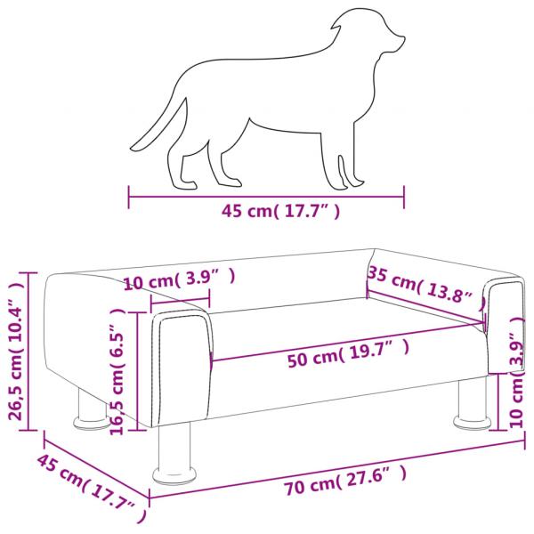 Hundebett Hellgrau 70x45x26,5 cm Samt