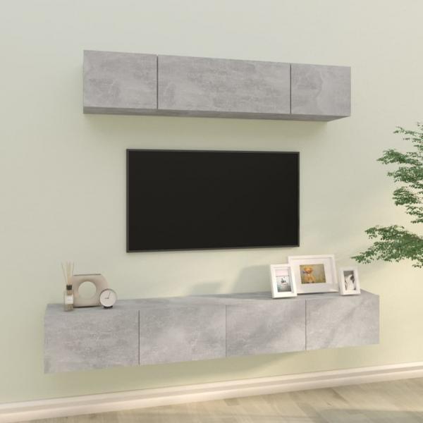 ARDEBO.de - 4-tlg. TV-Schrank-Set Betongrau Holzwerkstoff