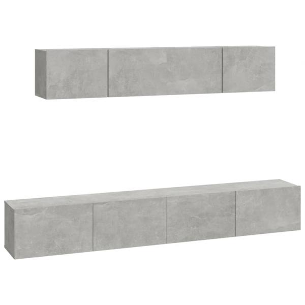 4-tlg. TV-Schrank-Set Betongrau Holzwerkstoff