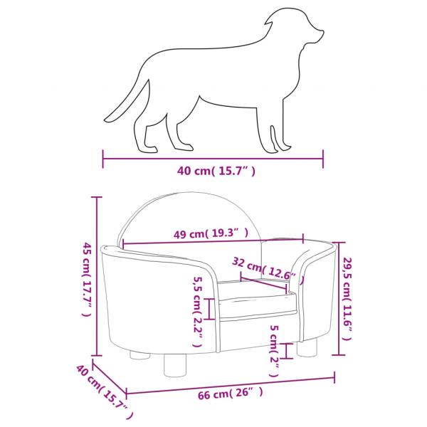 Hundebett Hellgrau 66x40x45 cm Samt