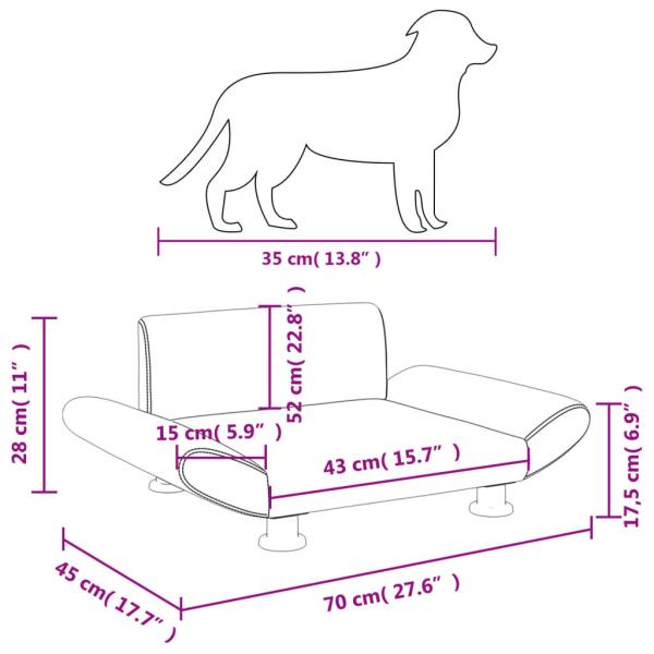 Hundebett Braun 70x45x28 cm Kunstleder