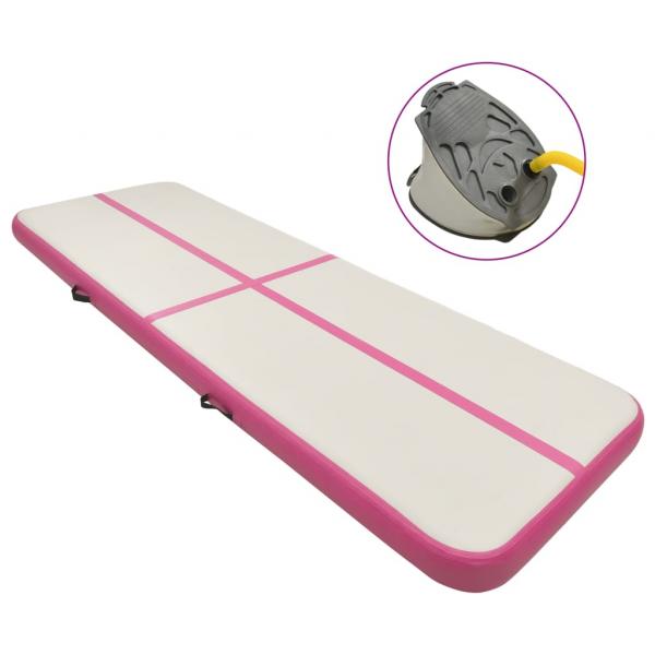 ARDEBO.de - Aufblasbare Gymnastikmatte mit Pumpe 300x100x15 cm PVC Rosa