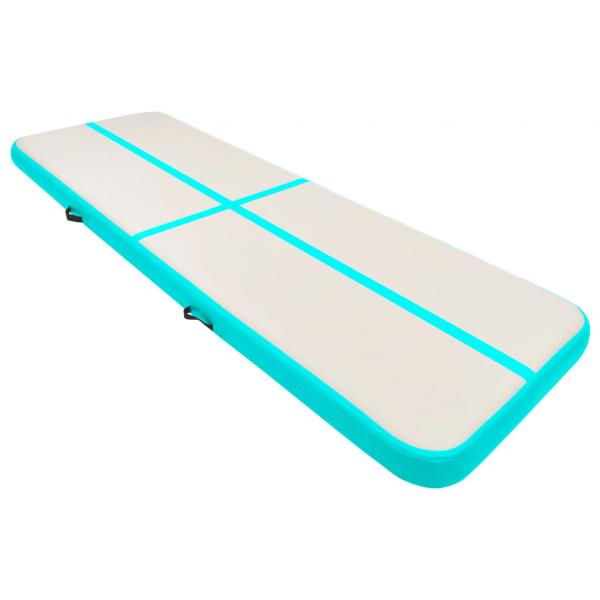 Aufblasbare Gymnastikmatte mit Pumpe 400x100x20 cm PVC Grün