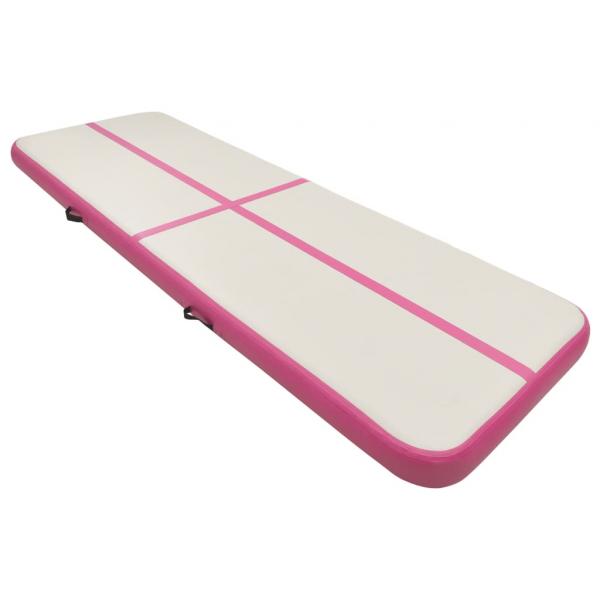 Aufblasbare Gymnastikmatte mit Pumpe 500x100x20 cm PVC Rosa