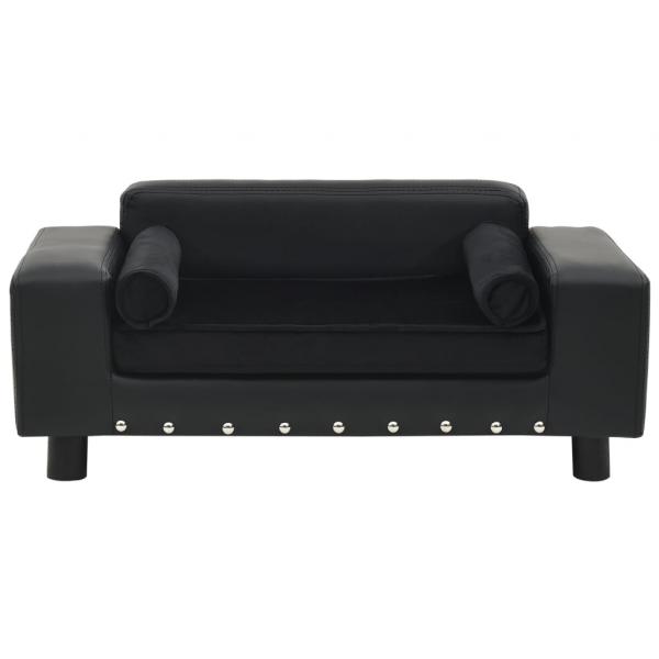 Hundesofa Schwarz 81x43x31 cm Plüsch und Kunstleder   