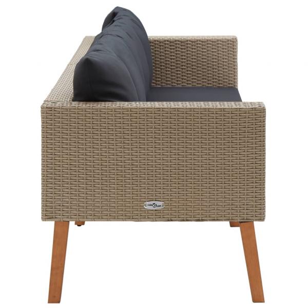 3-Sitzer-Gartensofa mit Auflagen Poly Rattan Beige