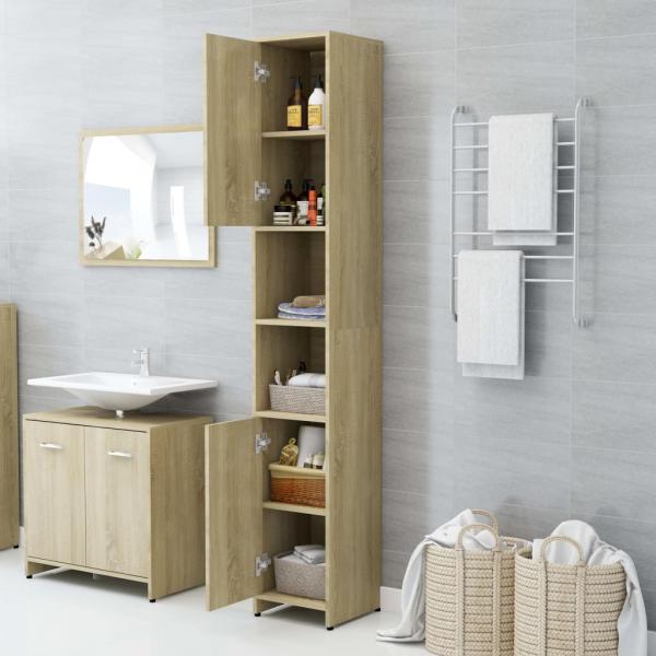 Badezimmerschrank Sonoma-Eiche 30x30x183,5 cm Holzwerkstoff