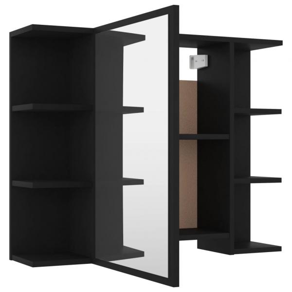 Bad-Spiegelschrank Schwarz 80x20,5x64 cm Holzwerkstoff