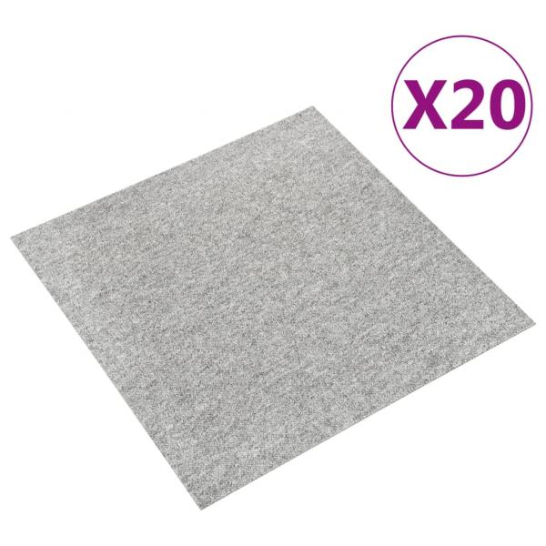 ARDEBO.de - Teppichfliesen 20 Stk. 5 m² 50x50 cm Hellgrau