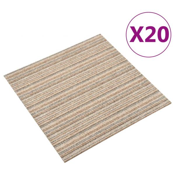 ARDEBO.de - Teppichfliesen 20 Stk. 5 m² 50x50 cm Gestreift Beige