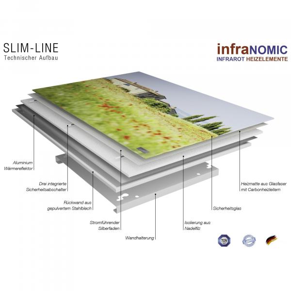 infraNOMIC Slim-Line Paneel rahmenlos, weiß, 400W, 700x600 mm (GHE-Pw-SL-76)