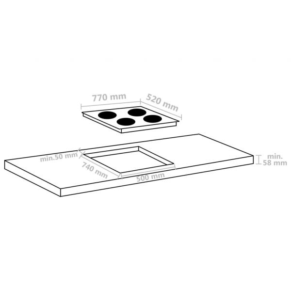 Induktionskochfeld mit 4 Platten Touch Control Glas 77cm 7000 W