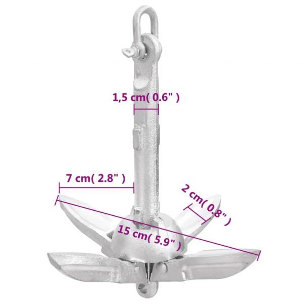 Klappanker mit Seil Silbern 0,7 kg Temperguss