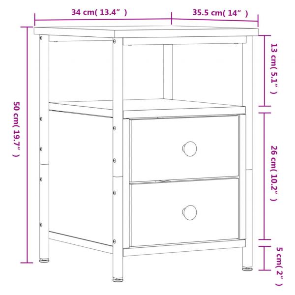 Nachttisch Braun Eichen-Optik 34x35,5x50 cm Holzwerkstoff