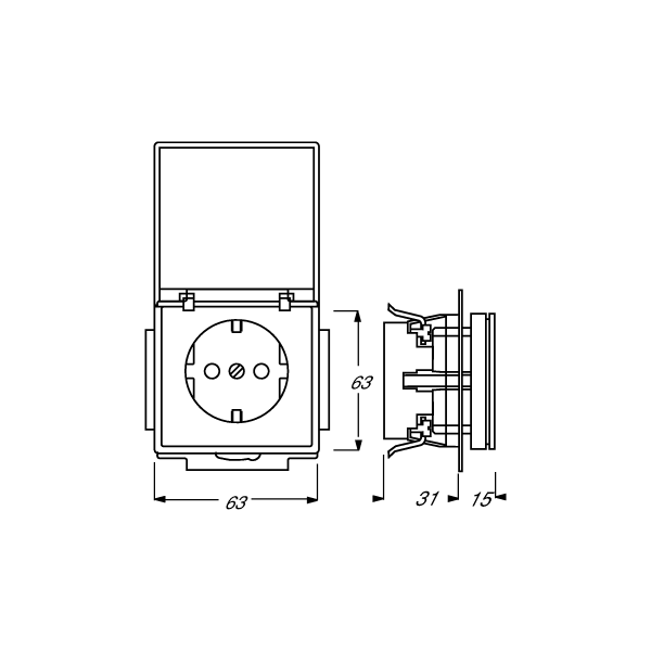 Busch-Jaeger 20 EUK-83 SCHUKO Steckdosen-Einsatz mit Klappdeckel, future linear, alusilber (2CKA002018A1487)