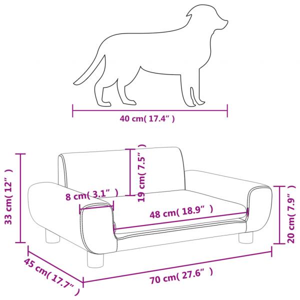 Hundebett Hellgrau 70x45x33 cm Samt