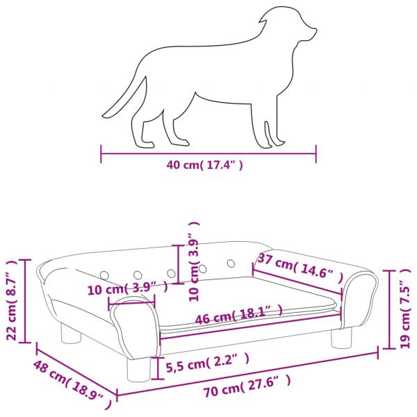 Hundebett Dunkelgrau 70x48x22 cm Samt