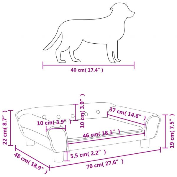 Hundebett Braun 70x48x22 cm Samt