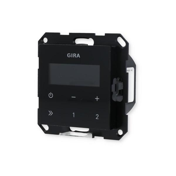 Gira 228003 Unterputz-Radio RDS mit einem Lautsprecher Bedienaufsatz in Schwarzglasoptik, System 55, Reinweiß glänzend