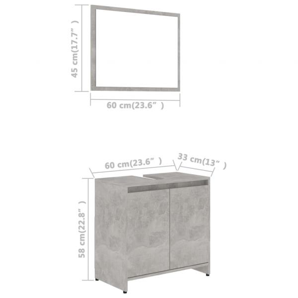 Badmöbel-Set Betongrau Holzwerkstoff