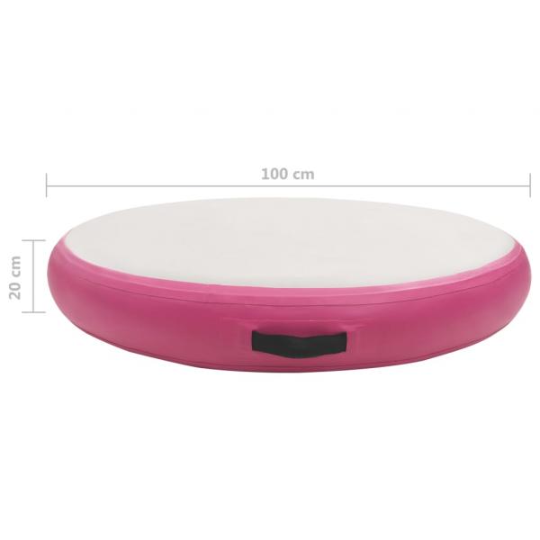 Aufblasbare Gymnastikmatte mit Pumpe 100x100x20 cm PVC Rosa