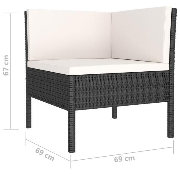 6-tlg. Garten-Lounge-Set mit Auflagen Poly Rattan Schwarz