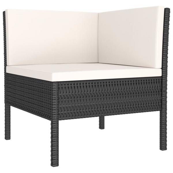 4-tlg. Garten-Lounge-Set mit Auflagen Poly Rattan Schwarz