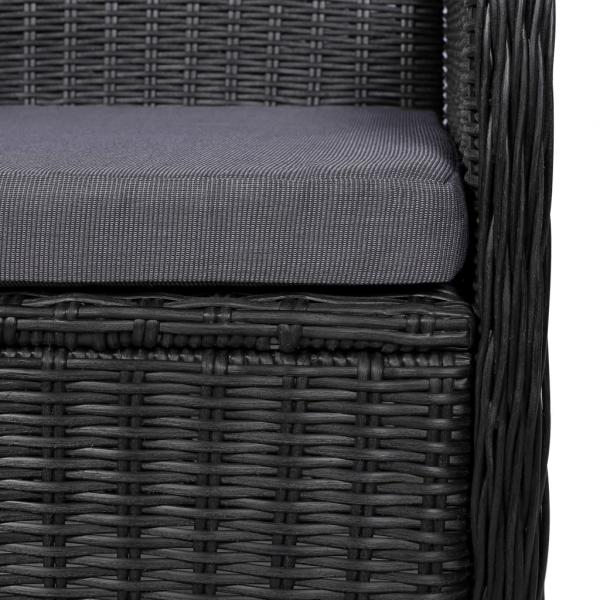 7-tlg. Garten-Essgruppe Poly Rattan Schwarz  