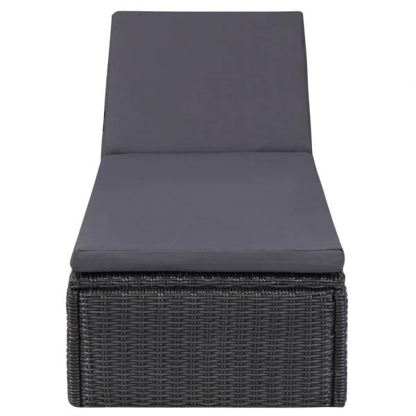 Sonnenliege Poly Rattan Schwarz und Dunkelgrau