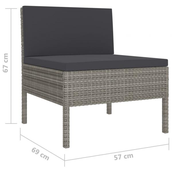 6-tlg. Garten-Lounge-Set mit Auflagen Poly Rattan Grau