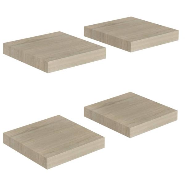 Schwebende Wandregale 4 Stk. Eichefarben 23x23,5x3,8cm MDF