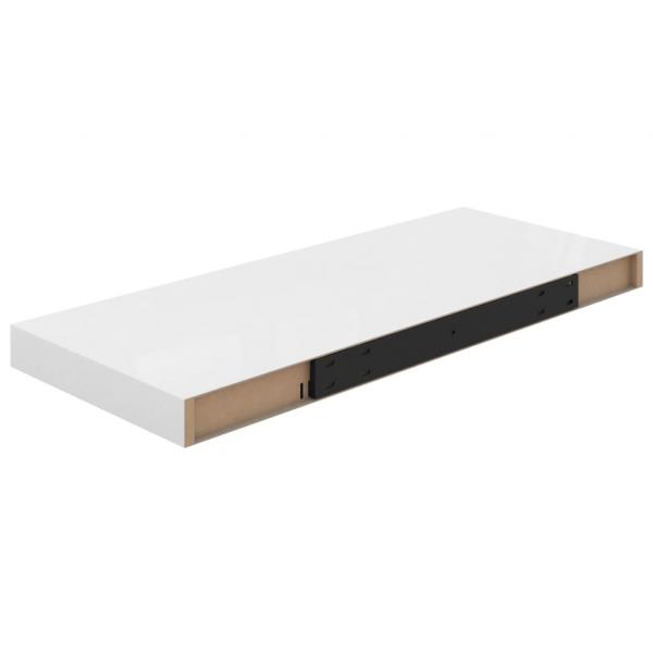 Schweberegale 2 Stk. Hochglanz-Weiß 60x23,5x3,8 cm MDF