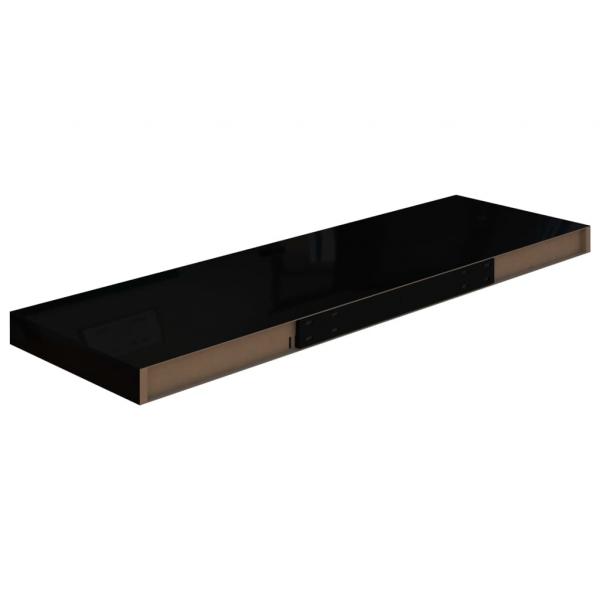 Schweberegale 2 Stk. Hochglanz-Schwarz 80x23,5x3,8 cm MDF