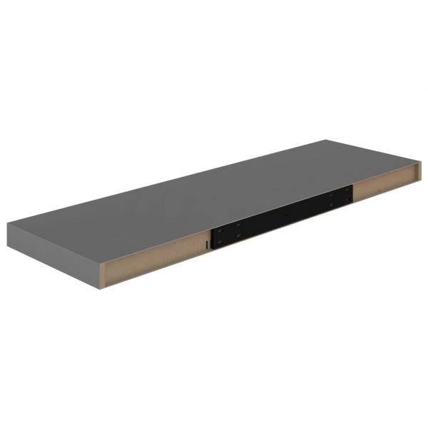 Schweberegale 4 Stk. Hochglanz-Grau 80x23,5x3,8 cm MDF