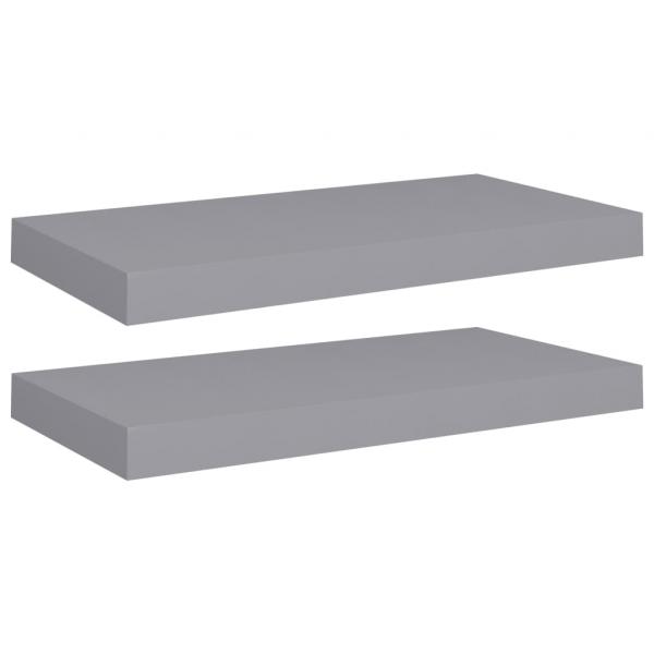 Schweberegale 2 Stk. Grau 50x23x3,8 cm MDF