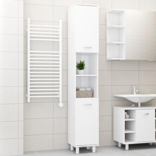 ARDEBO.de - Badezimmerschrank Hochglanz-Weiß 30x30x179 cm Holzwerkstoff