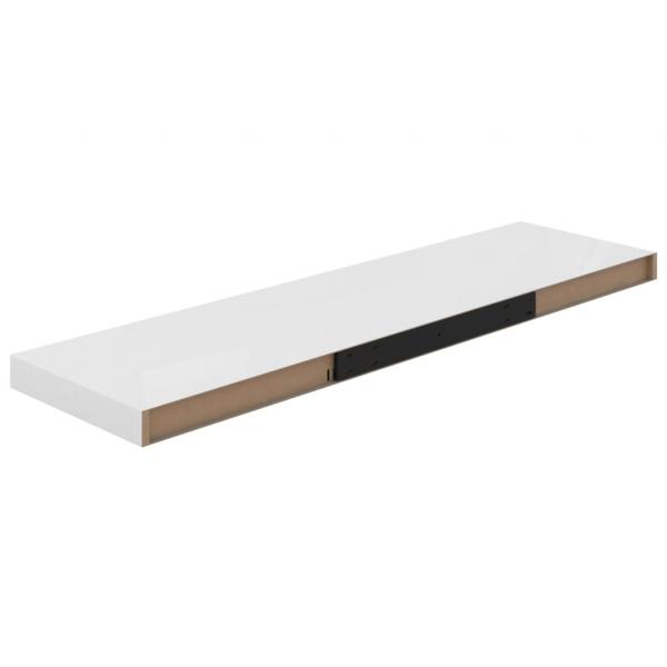 Schweberegale 4 Stk. Hochglanz-Weiß 90x23,5x3,8 cm MDF