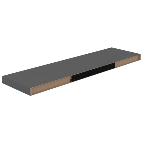 Schweberegale 2 Stk. Hochglanz-Grau 90x23,5x3,8 cm MDF